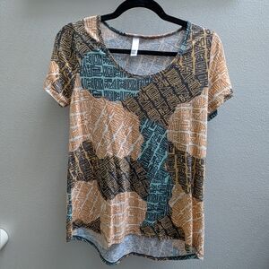 LuLaRoe Multicolor Geometric Short Sleeve Top